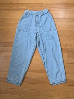 Adriano Goldschmied Size 28 Stretch Waist Light Wash Draped Barrel Leg Pants